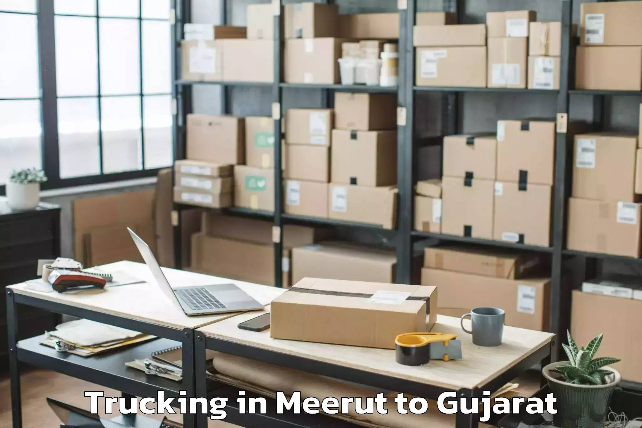 Book Meerut to Lunavada Trucking Online